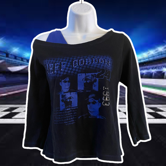 Vintage Womens Jeff Gordon Off Shoulder Top with rhinestones - Picture 7 of 7
